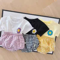 Toddlers Newborn Baby Fashion Girls Short Sleeve Embroidered Cherry Lapel Bodysuit