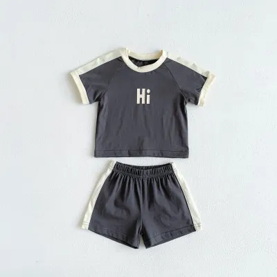 Kids Baby Boys Girls Casual Cute Letter Print Short Sleeve Round Neck T-Shirt and Shorts Set