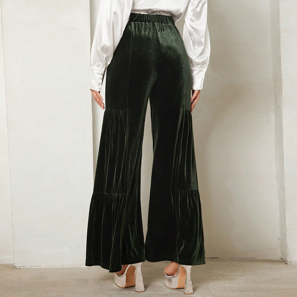 Wholesale Women Fashion Solid Color Velvet Wide Leg Pants