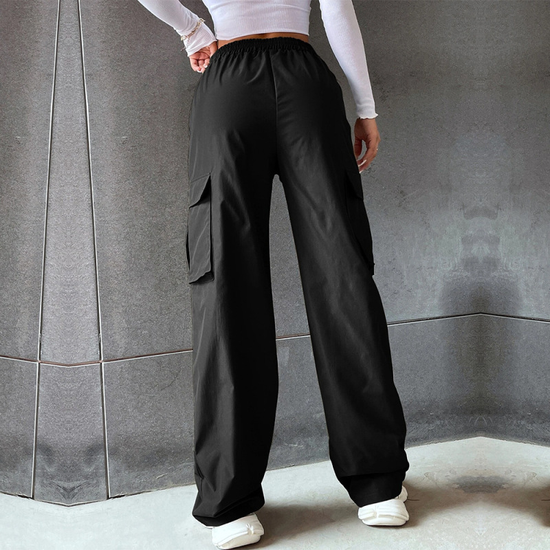 Wholesale Women Street Fashion Solid Color Casual Cargo Pants