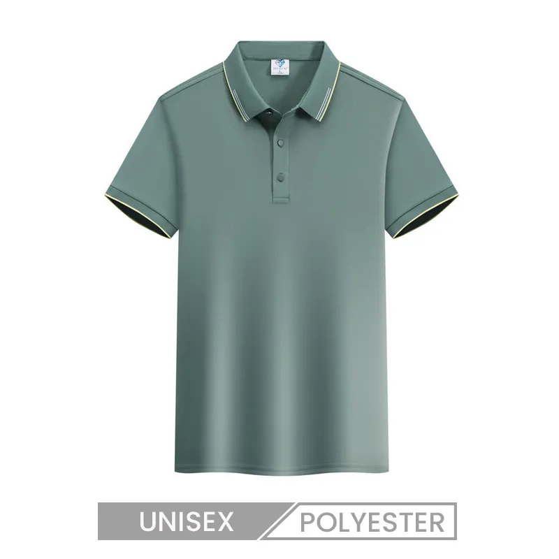 Unisex Simple Stripe Lapel Polo Collar Logo Printing Custom Embroidered Shirt
