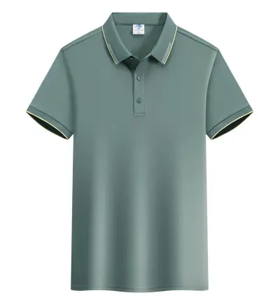 Unisex Simple Stripe Lapel Polo Collar Logo Printing Custom Embroidered Shirt