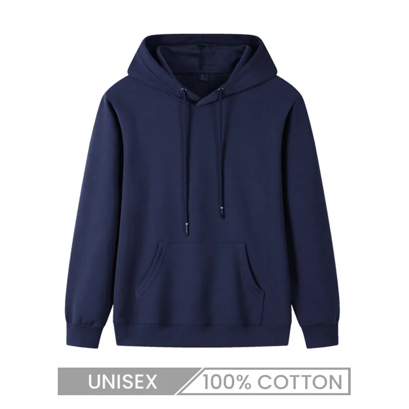 Custom Logo 320g Unisex Casual Solid Color Cotton Pullover Hoodie