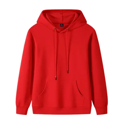 Custom Logo 320g Unisex Casual Solid Color Cotton Pullover Hoodie