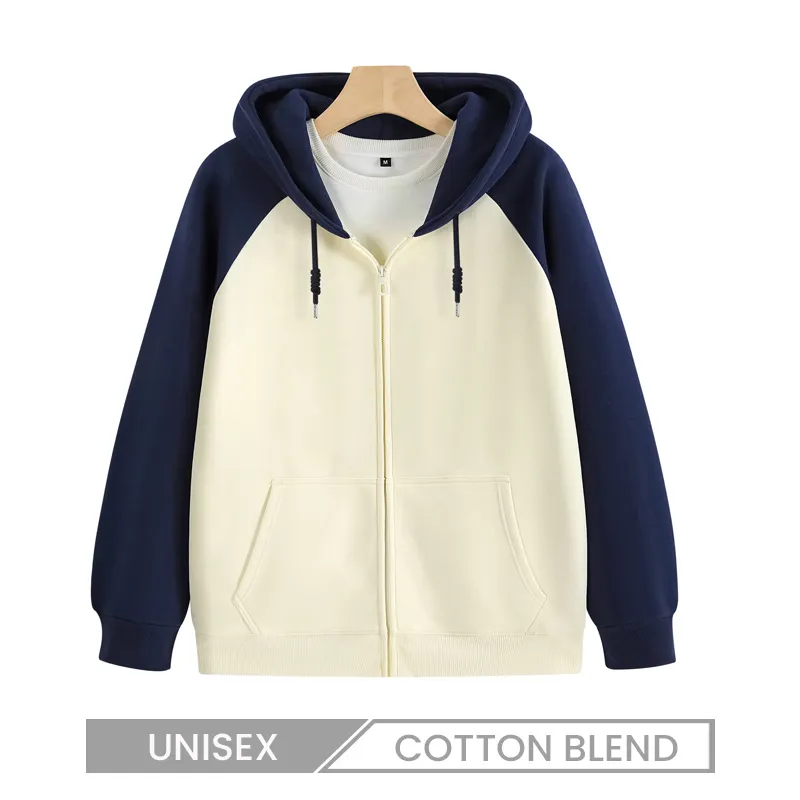 Custom Logo Men Women Thickened Color Contrast Zip-Up Hoodies