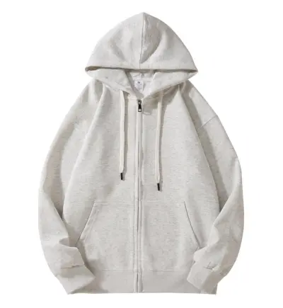 Custom Logo Unisex Casual Solid Color Zip-Up Cotton Blended Hoodie