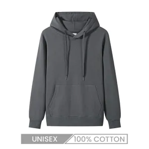 Custom Logo 300g 100% Cotton Unisex Casual Solid Color Basic Pullover Hoodie