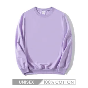 Custom Logo Unisex Solid Color Round Neck Casual Pullover Sweatshirt