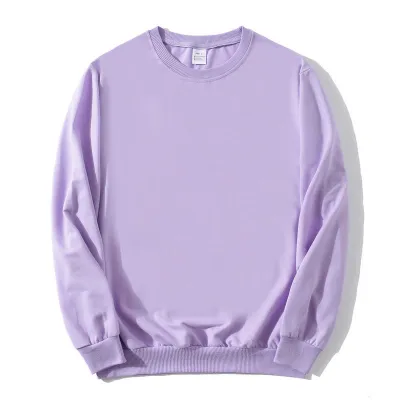 Custom Logo Unisex Solid Color Round Neck Casual Pullover Sweatshirt
