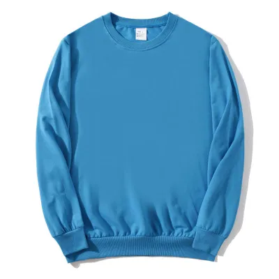 Custom Logo Unisex Solid Color Round Neck Casual Pullover Sweatshirt