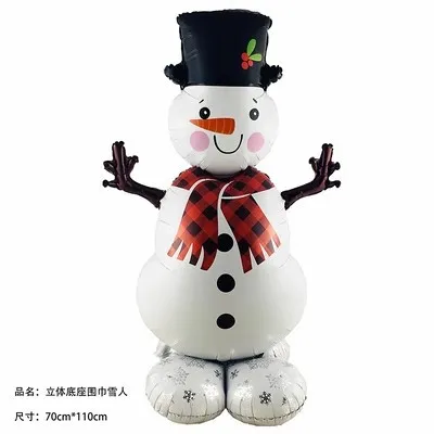 Simple Creative Christmas Snowman Santa Claus Stereo Aluminum Film Balloon Holiday Decoration