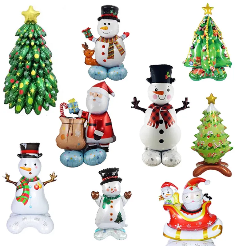 Simple Creative Christmas Snowman Santa Claus Stereo Aluminum Film Balloon Holiday Decoration