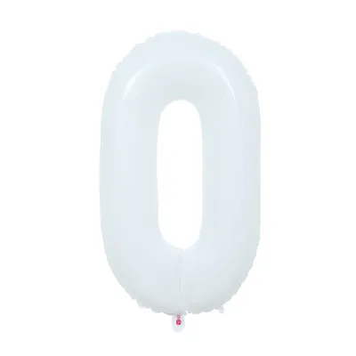 40 Inch White Large Digital Aluminum Balloon Baby Birthday Party Year Old Decoration