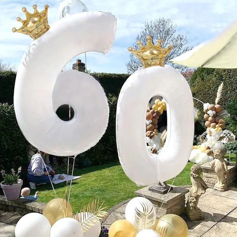40 Inch White Large Digital Aluminum Balloon Baby Birthday Party Year Old Decoration