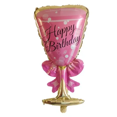 Simple Creative Champagne Beer Bottle Flamingo Wine Glass Aluminum Film Balloon Holiday Party Venue Decoration