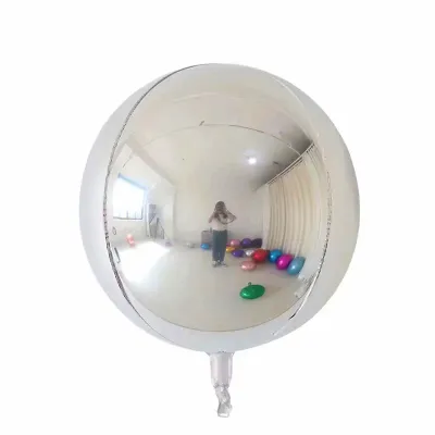 15 Inch 4D Three-Dimensional Aluminum Balloon Round Gold Silver Holiday Party Decoration