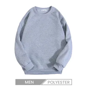 Custom Logo Men Casual Solid Color Plus Velvet Round Neck Loose Sweatshirts