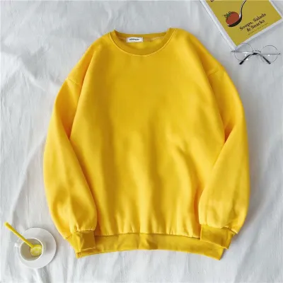 Custom Logo Men Casual Solid Color Plus Velvet Round Neck Loose Sweatshirts
