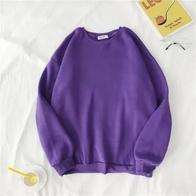 Custom Logo Men Casual Solid Color Plus Velvet Round Neck Loose Sweatshirts