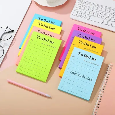Simple Fluorescent Multicolor Tearable Sticky Note Pad 50 Pages