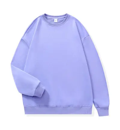 Custom Logo 310g Women Casual Solid Color Cotton Crewneck Sweatshirt