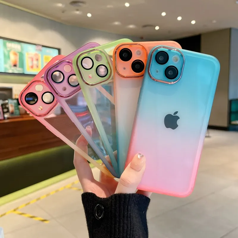 Women Fashion Two-Color Gradient TPU Back Cover Phone Case for iPhone 14/13 Series