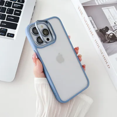 Women Simple Clear Silicone Invisible Stand Apple Phone Protective Case