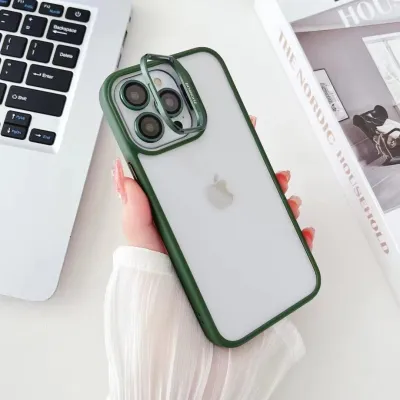 Women Simple Clear Silicone Invisible Stand Apple Phone Protective Case