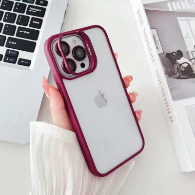 Women Simple Clear Silicone Invisible Stand Apple Phone Protective Case