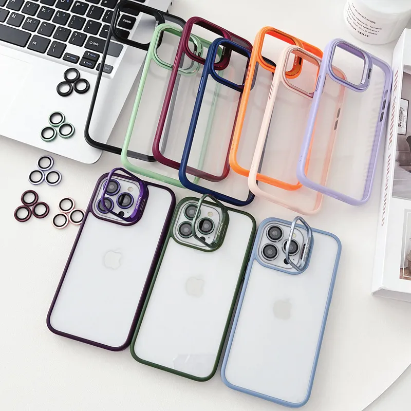 Women Simple Clear Silicone Invisible Stand Apple Phone Protective Case