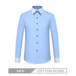 Double Color Collar Men Long-Sleeved Casual Plain Shirt Custom