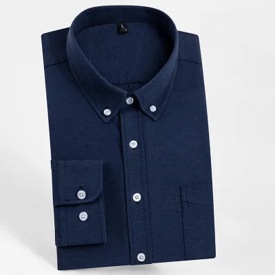Spring And Autumn Youth College Style Slim Fit Scrub Oxford Spinning Dress Shirt Custom
