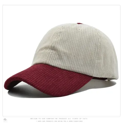 Color Blocking Corduroy Baseball Cap Logo Custom