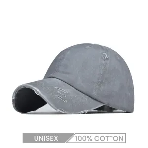 Washed Ripped Baseball Cap Women Outdoor Sports Sun Hat Custom Cap