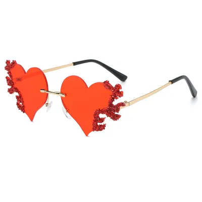 Fashion Women Exaggerated Heart Rhinestone Tears Sunglasses