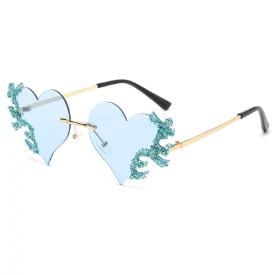 Fashion Women Exaggerated Heart Rhinestone Tears Sunglasses