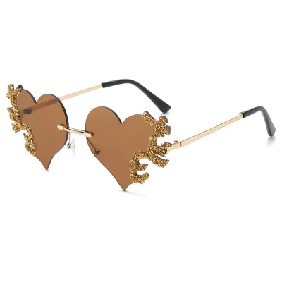 Fashion Women Exaggerated Heart Rhinestone Tears Sunglasses
