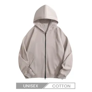 Custom Logo 400g Heavy Unisex Casual Solid Color Zip-Up Hoodie