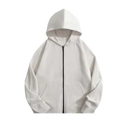 Custom Logo 400g Heavy Unisex Casual Solid Color Zip-Up Hoodie
