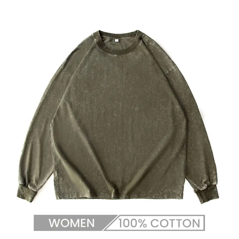 Custom Logo Women Casual Retro Pullover Sweatshirt