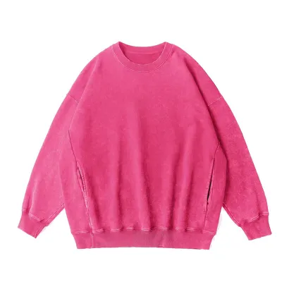 Custom Logo Heavy Cotton Washed Vintage Pullover Sweatshirts for Women