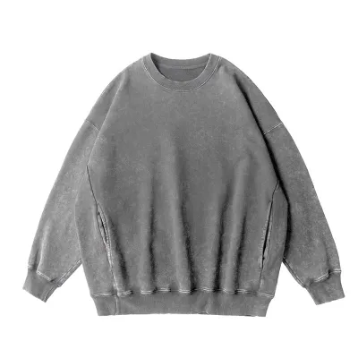 Custom Logo Heavy Cotton Washed Vintage Pullover Sweatshirts for Women