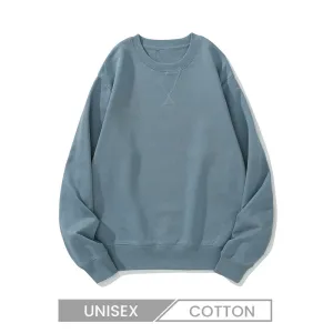 Custom Logo 380g Heavy Unisex Casual Solid Color Crewneck Pullover Sweatshirt