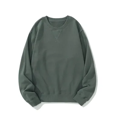 Custom Logo 380g Heavy Unisex Casual Solid Color Crewneck Pullover Sweatshirt