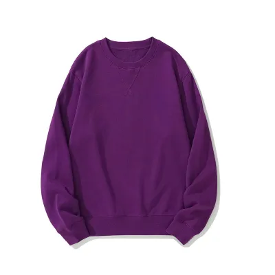 Custom Logo 380g Heavy Unisex Casual Solid Color Crewneck Pullover Sweatshirt