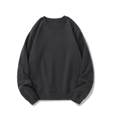 Custom Logo 380g Heavy Unisex Casual Solid Color Crewneck Pullover Sweatshirt