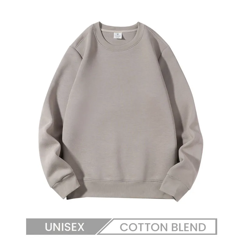 Custom Logo Unisex Casual Solid Color Jelly Cotton Crewneck Sweatshirt