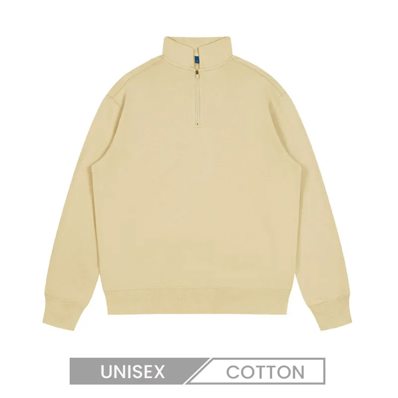 Custom Logo Heavy 350g Unisex Solid Color Stand Collar Pullover Sweatshirt