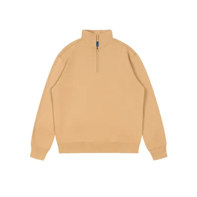Custom Logo Heavy 350g Unisex Solid Color Stand Collar Pullover Sweatshirt