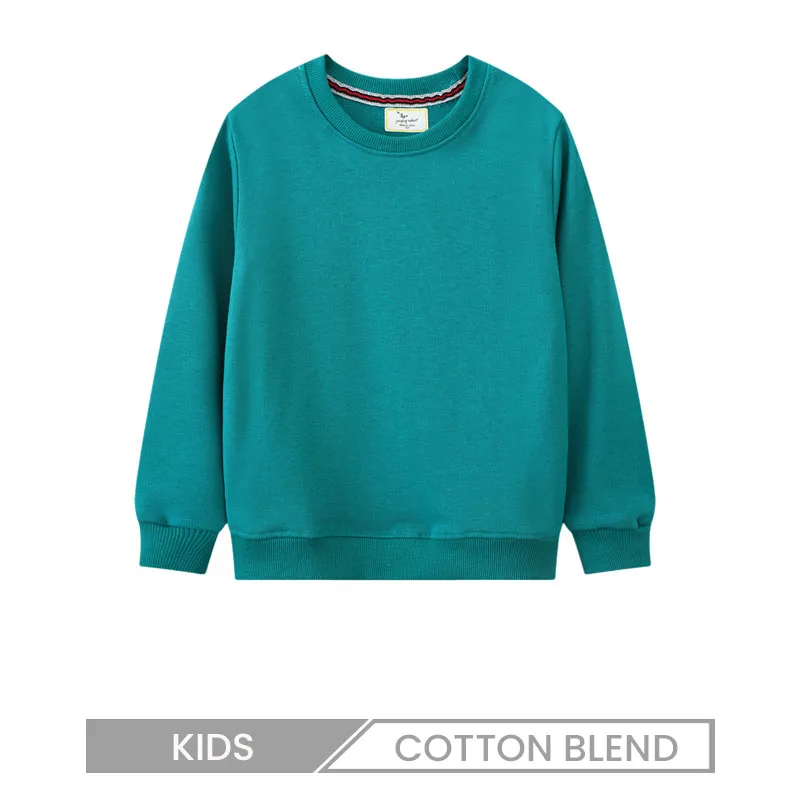 Custom Logo Children Casual Solid Color Crewneck Sweatshirt